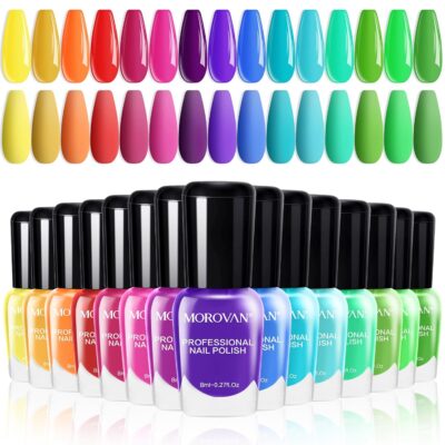 71pRq2RYkgL._SL1500_.jpg Morovan 15 Bright Color 0.27oz Air Quick Dry Nail Polish Gift Set for Women
