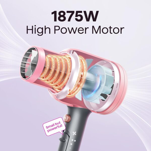 71ppCb5-rPL._SL1500_.jpg Wavytalk Ionic Hair Dryer with Diffuser – 1875W Fast Drying Blow Dryer with Ceramic Technology & 3 Styling Attachments, Rose Gold