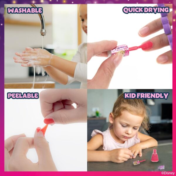 Disney Princess 15-Piece Kids Nail Polish Kit – Water-Based, Quick-Dry, Peel-Off, Non-Toxic Nail Set with Toe Separators for Girls Ages 3+