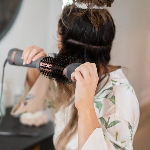 Hairitage Volumizing Blow Dry Brush & Hair Dryer – Ceramic Tourmaline Hot Air Styler for Smooth, Frizz-Free Blowouts