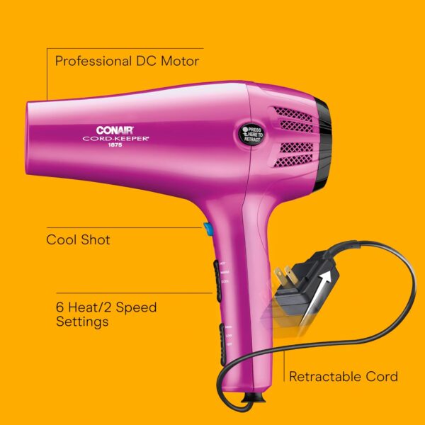 71rPmRRqdiL._AC_SL1500_.jpg Conair 1875W Hair Dryer with Retractable Cord – Ionic & Tourmaline Technology