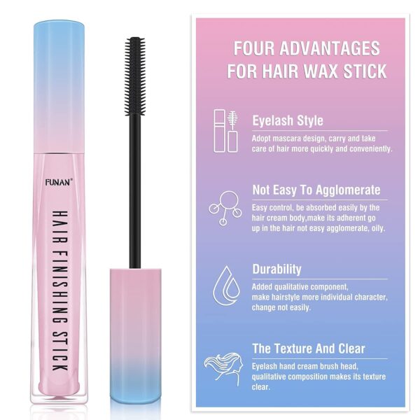 FUNAN Hair Finishing Stick 2-Pack – Flyaway & Baby Hair Tamer with Coconut & Jojoba Oil