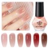 modelones Jelly Nail Polish of 6 Colors Sheer Nude Mini Nail Polish Set Natural Jelly Red Pink Brown Colors Quick Dry Nail Polish Kit for DIY Easter Nail Art Salon Home Gift for Women Girl