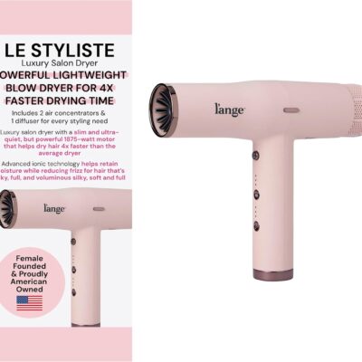 L'ANGE HAIR Le Styliste Luxury Hair Dryer | Quiet Brushless Blow Dryer with Diffuser | 1875 Watts for 4X Faster Drying | Hairdryer with 3 Heat & Speed Settings | Best Hair Dryers for Blowouts