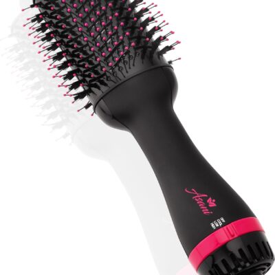 71tYnOXZnL._AC_SL1500_.jpg Asani Hair Dryer Brush - 4-in-1 Blow Dryer with Comb, Curling & Hot Hair Straightener Brush - Round Blowout Straightening Brush with Anti-frizz Ceramic Titanium Barrel for All Hair Types (120V)