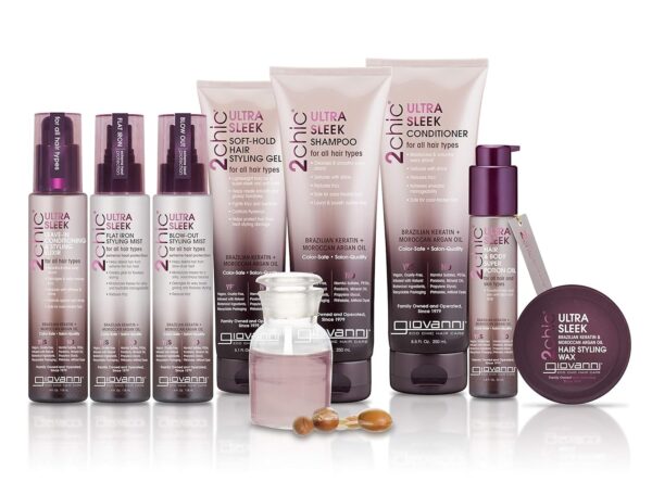 GIOVANNI 2chic Ultra Sleek Hair Wax – Strong Hold, Anti-Frizz, Nourishing Brazilian Keratin & Argan Oil – Vegan & Color Safe – 2 oz