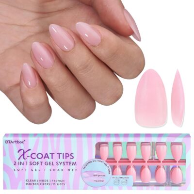 71y93mBFvGL._SL1500_.jpg BTArtbox XCOATTIPS Natural Nail Tips Matte -Short Almond Press On Nails Pink, Long Lasting Soft Gel Nails False Nail, Soak Off Acrylic Fake Nails Extensions for Nail Art DIY