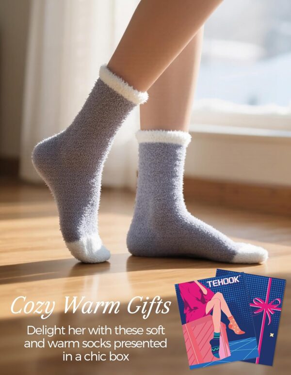 Cozy Fuzzy Socks for Women – Warm & Fluffy Plush Sleep Socks, 6-Pair Gift Set for Winter, Birthdays & Holidays