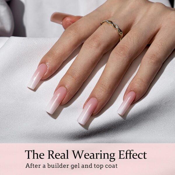 815dKhrf-eL._SL1500_.jpg BTArtbox XCOATTIPS Ombre Press On Nails – 150pcs Square Soft Gel Nail Tips in Pink & White Gradient, Long False Nail Extensions for DIY Manicure