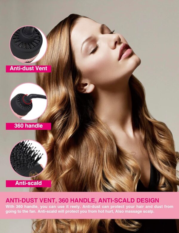 4-in-1 Ionic Blow Dryer Brush & Volumizer – Lightweight Titanium Hot Air Brush for Smooth, Frizz-Free Styling
