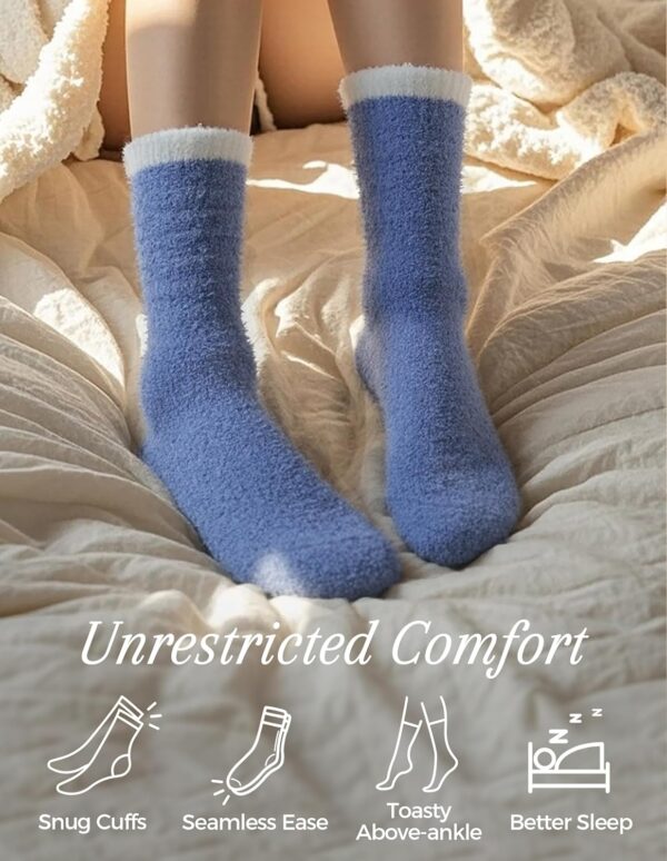Cozy Fuzzy Socks for Women – Warm & Fluffy Plush Sleep Socks, 6-Pair Gift Set for Winter, Birthdays & Holidays