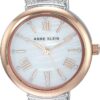 Anne Klein Women’s Crystal Bangle Watch Set – Mother of Pearl Dial with Two Elegant Bracelets