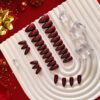 81ERWHDFIiL._SL1500_.jpg Dark Red Cat Eye Press On Nails – Burgundy Glitter Almond Fake Nails, Shiny Medium Glue On Nails Set for Women (30 Pcs)