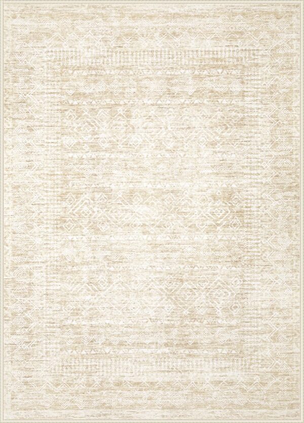 Washable 8x10 Moroccan Boho Rug – Soft, Non-Slip, Stain Resistant Area Carpet for Living Room, Bedroom & Dining Room