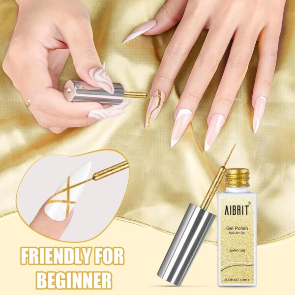 81G8sJjYG1L._SL1500_.jpg AIBRIT 4-Color Gel Liner Nail Polish Set – Black, White, Gold & Silver with Fine Brush
