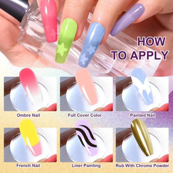 Gradient Ombre Gel Nail Polish Set – 9 Bright Colors with Sponges & Tools for DIY Aura Nails, French Manicure & Nail Art