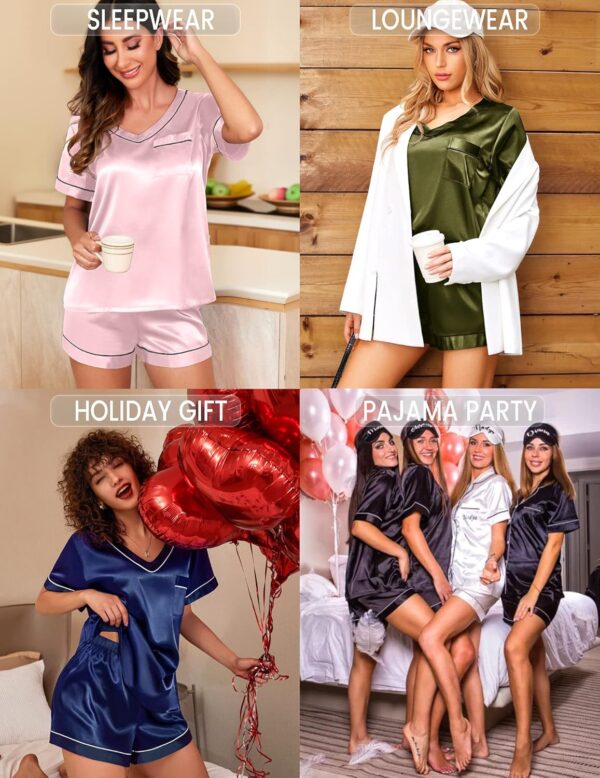 Ekouaer Satin Silk Pajamas for Women – 2-Piece Short Sleeve Pj Set with Shorts, Soft & Lightweight Sleepwear