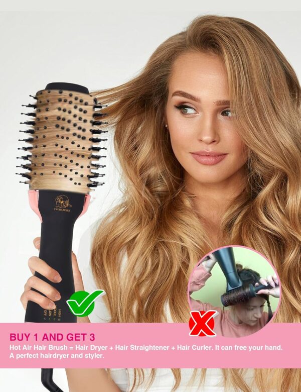 4-in-1 Ionic Blow Dryer Brush & Volumizer – Lightweight Titanium Hot Air Brush for Smooth, Frizz-Free Styling