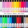 SXC Cosmetics 24-Color Gel Nail Art Liner Set – Thin Brush Soak-Off Gel Polish for Swirls, Flowers & Detailed Designs