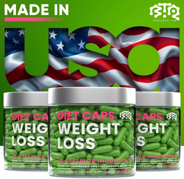 Bioteque Lab Natural Weight Loss Capsules – Day & Night Fat Burner & Appetite Suppressant with Apple Cider & Green Coffee