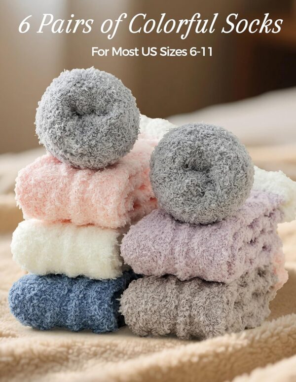 Cozy Fuzzy Socks for Women – Warm & Fluffy Plush Sleep Socks, 6-Pair Gift Set for Winter, Birthdays & Holidays