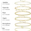 DEARMAY 14K Gold Bracelets for Women – Stackable Paperclip & Cuban Link Set