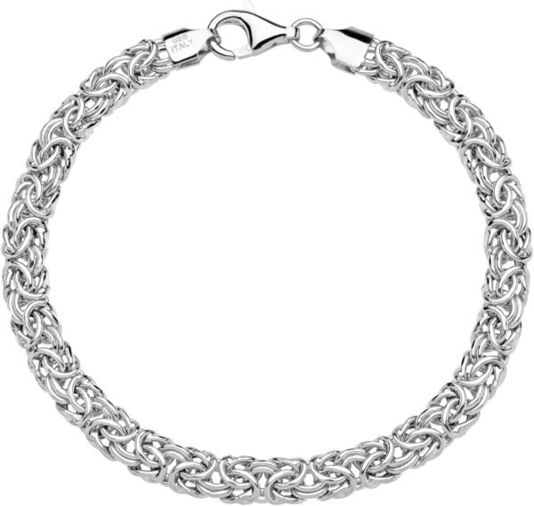 Miabella 925 Sterling Silver Byzantine Bracelet – Handmade Italian Women’s Jewelry