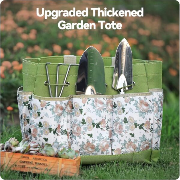 9-Piece Stainless Steel Gardening Tools Set with Tote Bag – Heavy Duty Rust-Proof Hand Tools for Planting, Weeding & Pruning, Perfect Gardening Gifts for Women