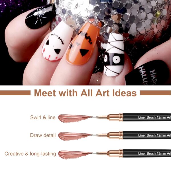 Artdone 5-Piece Nail Art Liner Brush Set – Fine Detail Pens for Nail Design, Long Lines & Precision