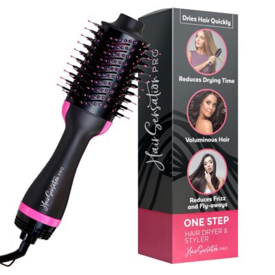 81V91LjNj3L._SL1500_.jpg Blow Dryer Brush, 4 in 1 Styling Tools with ION Generator and Ceramic Coating for Fast Drying Hair Types, Pink