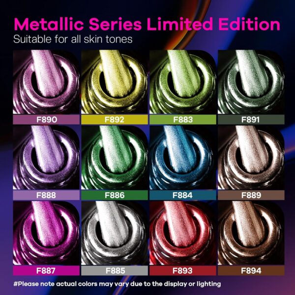 Metallic Nail Polish Set – 12 Chrome & Holographic Quick-Dry Colors for Salon-Quality Nail Art at Home