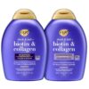 OGX Biotin & Collagen Hair Volumizing Shampoo & Conditioner Set – Sulfate-Free, Strengthens Fine & Thinning Hair, 2-Pack 13 fl oz