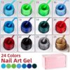 SXC Cosmetics 24-Color Gel Nail Art Liner Set – Thin Brush Soak-Off Gel Polish for Swirls, Flowers & Detailed Designs