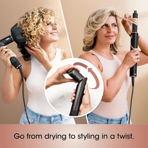 Shark FlexStyle Hair Dryer & Multi-Styler | Portable Blow Dryer Brush, Curling Tool & Volumizer with 6 Attachments – HD440BK