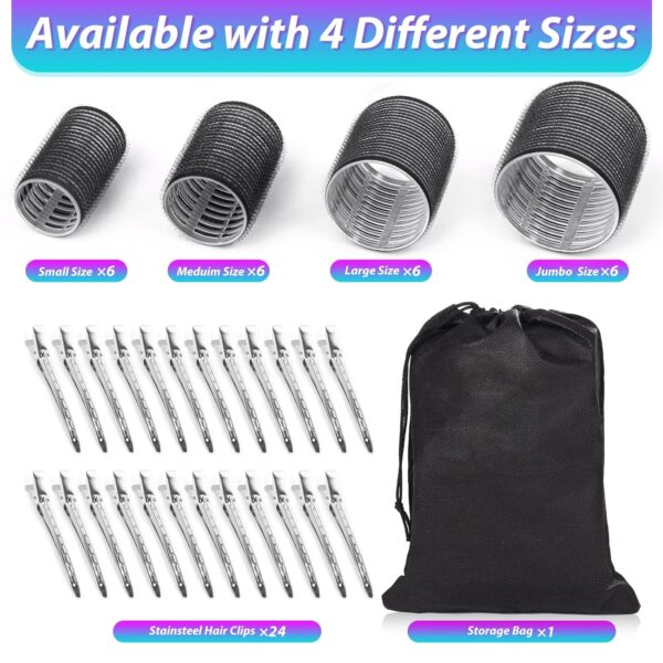 81ggJnEGsbL._SL1500_.jpg Hair Curlers Set – 24 Self-Grip Rollers with Clips for Long, Medium & Short Hair, Heatless Styling