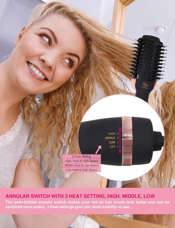 4-in-1 Ionic Blow Dryer Brush & Volumizer – Lightweight Titanium Hot Air Brush for Smooth, Frizz-Free Styling