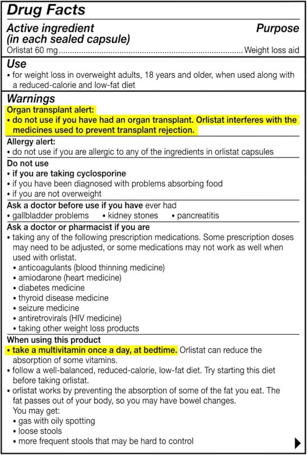 81jSXF9uhNL._AC_SL1500_.jpg Alli Weight Loss Pills – 60mg Orlistat Capsules for Fast, Safe Fat Loss, 120 Count Refill