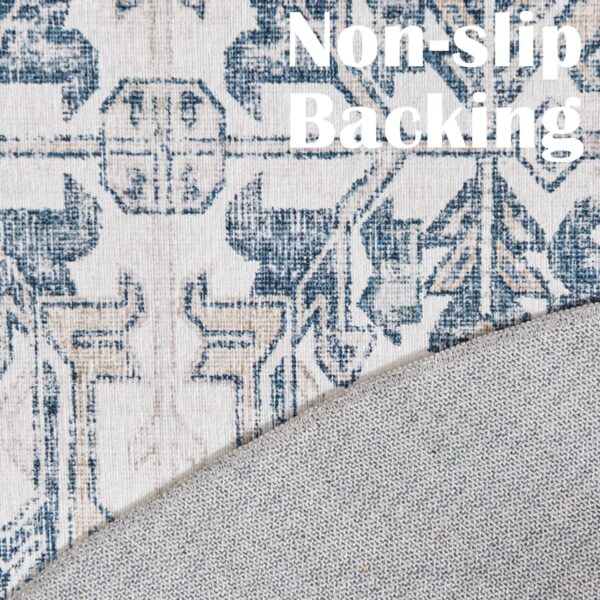 Jinchan 5ft Round Vintage Area Rug – Machine Washable, Non-Slip, Soft Floral Carpet for Indoor Spaces