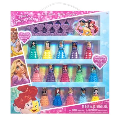 81re3FIemsL._SL1500_.jpg Disney Princess 15 Piece Water-Based Nail Polish with 3 Toe Spacers, Quick Dry, Peel Off, Gift Kit Set for Kids Girls, Ages 3 by Townley Girl