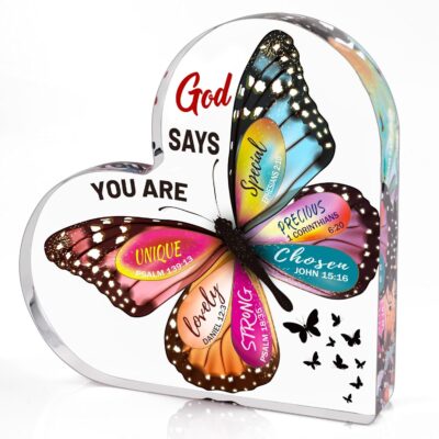 Christian Gifts for Women Birthday, Butterfly Inspirational Gifts for Friends, Mom, Sister, Girl, Female Coworker, Christian - Religious Spiritual Gift, Home Decorative Signs