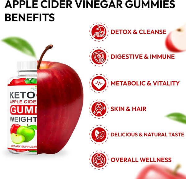 Keto ACV Gummies for Weight Loss – Apple Cider Vinegar Keto Gummies with Ginger for Metabolism & Detox