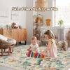 8x10 Washable Area Rug – Soft Boho Floral Living Room, Bedroom & Nursery Rug, Non-Skid, Low-Pile Carpet, Neutral Beige Indoor Floor Mat