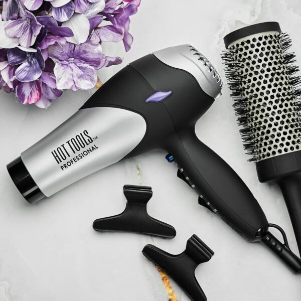 81x8M8raAkL._SL1500_.jpg Hot Tools Pro Turbo Hair Dryer – Lightweight, Quiet, Powerful Styling for All Hair Types, Silver/Black