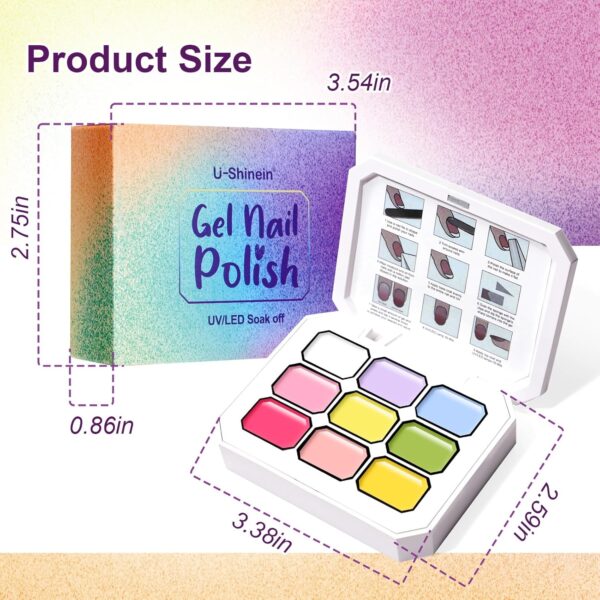 Gradient Ombre Gel Nail Polish Set – 9 Bright Colors with Sponges & Tools for DIY Aura Nails, French Manicure & Nail Art