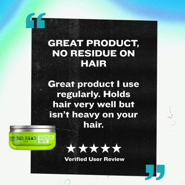 9146LDCfVmL._SL1500_.jpg TIGI Bed Head Manipulator Matte Hair Wax Paste – Strong Hold Styling for Short & Medium Hair, Matte Finish 2.01 oz