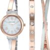Anne Klein Women's Premium Crystal Accented Bangle Watch Set, AK/2245