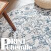Jinchan 5ft Round Vintage Area Rug – Machine Washable, Non-Slip, Soft Floral Carpet for Indoor Spaces