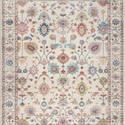 Gertmenian Indoor Boho Area Rug - 8x10 Large, Non Slip, Super Strong, Ideal for High Traffic Areas in Bedroom, Living Room, Kitchen - Cullen, Cream/Multi, 28548