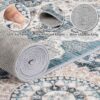Foxmas 6x9 Machine Washable Area Rug – Vintage Low Pile Non-Slip Carpet for Living Room, Bedroom, Kitchen, Dining Room, Blue