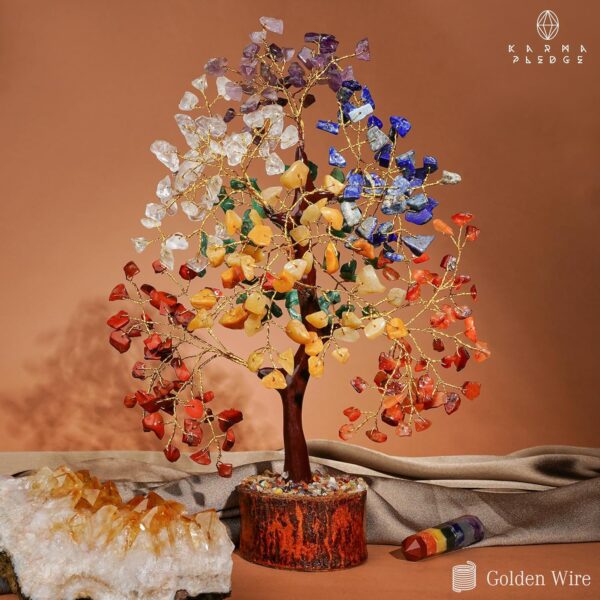 7 Chakra Crystal Tree of Life – Handmade Healing Bonsai Decor for Home & Office, Positive Energy, Good Luck Gift